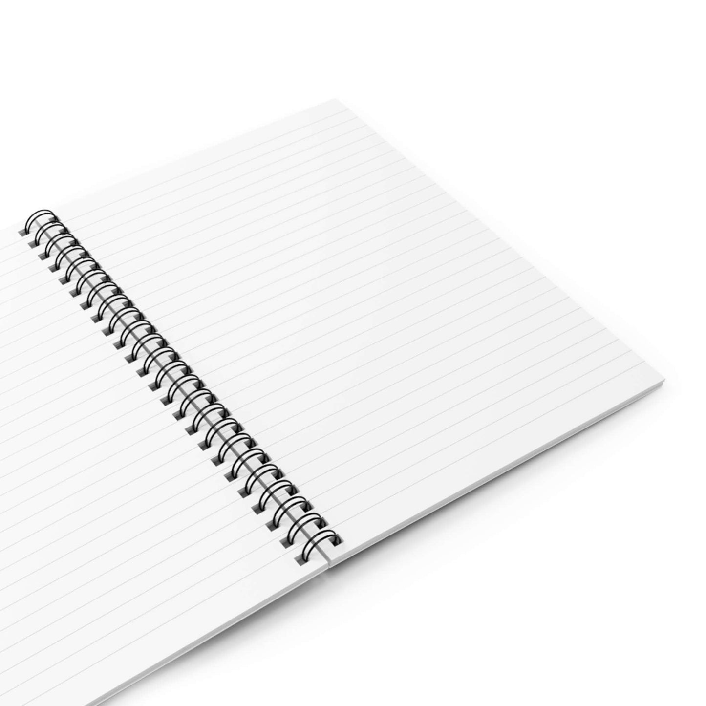 Open spiral notebook with lined pages for writing, featuring Virgin of Guadalupe cover, ideal for notes, sketches, and ideas.