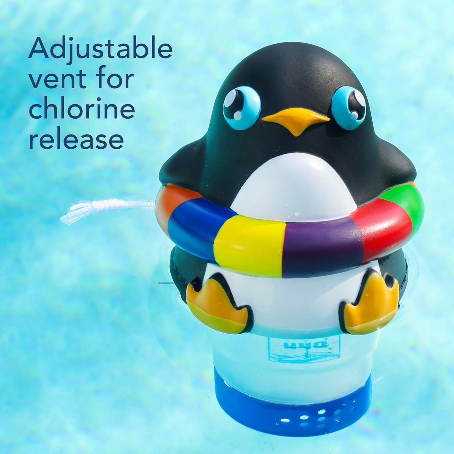 440 Pool Chlorine Floater Dispenser, Fits Up To 3 Pieces Of 3-Inch Chlorine Tabs, Adjustable Flow, Control, Heavy-Duty Plastic - Suitable For Small And Large Pools - 8 Ounces | Cartoon Penguin