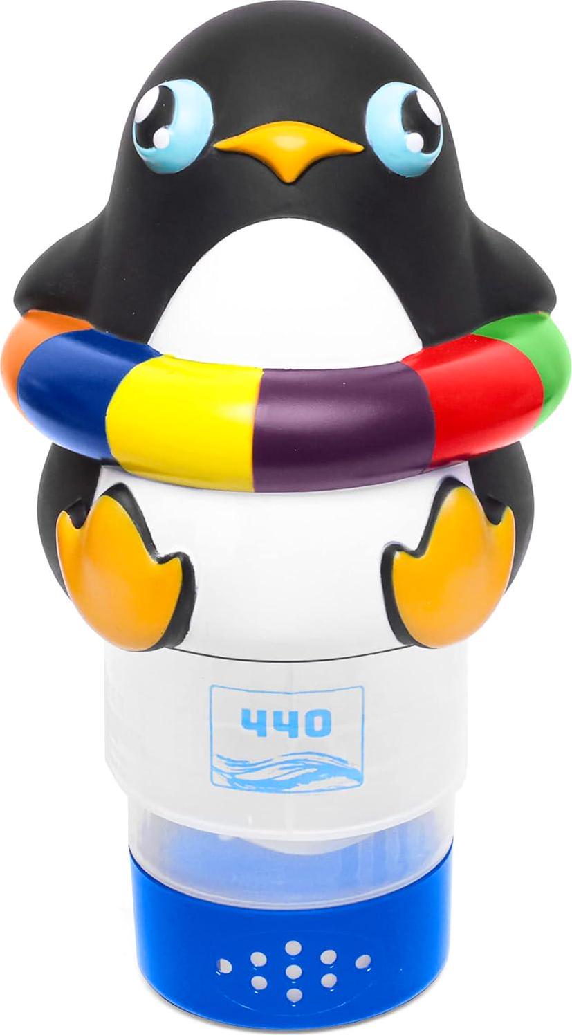 440 Pool Chlorine Floater Dispenser, Fits Up To 3 Pieces Of 3-Inch Chlorine Tabs, Adjustable Flow, Control, Heavy-Duty Plastic - Suitable For Small And Large Pools - 8 Ounces | Cartoon Penguin