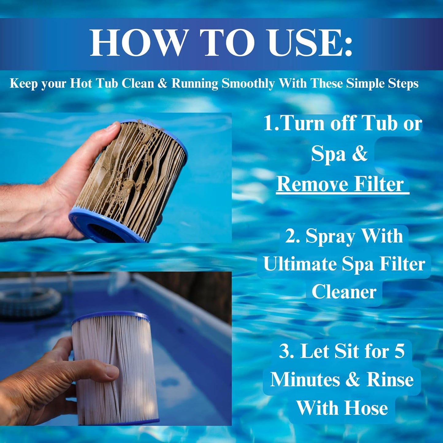 Black Diamond Stoneworks Ultimate Spa Filter Cleaner Fast-Acting Spray. Instant Clean For Hot Tub And Pool Filters Leaving Behind No Sticky Residue. Prolongs Filter Life And Pool Equipment. No Soaking