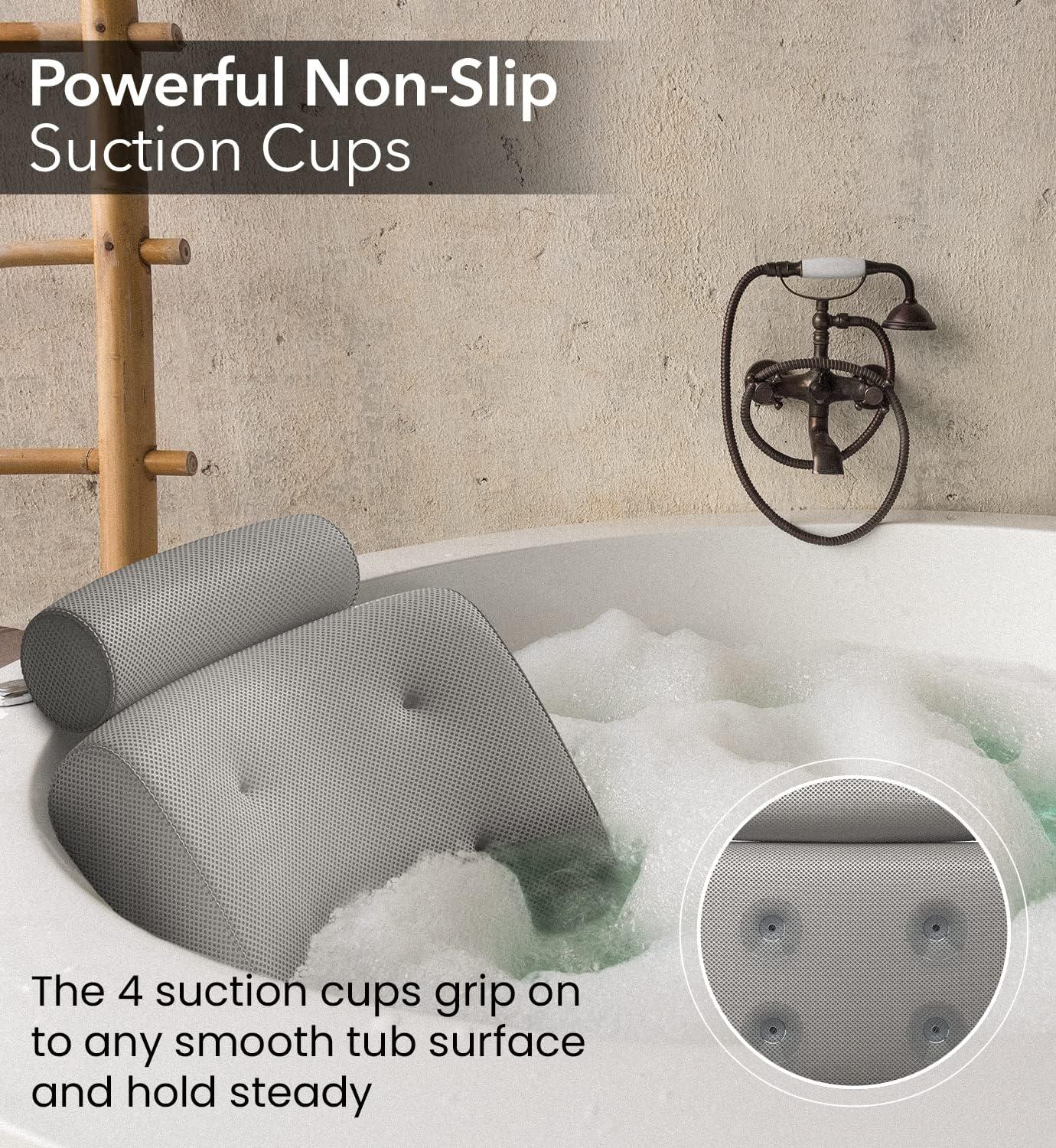 Everlasting Comfort Luxury Bath Pillow - Head, Neck, Back Support Cushion For Bathtub, Spa, Soaking