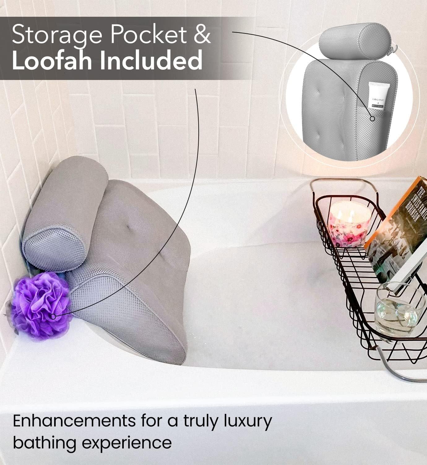 Everlasting Comfort Luxury Bath Pillow - Head, Neck, Back Support Cushion For Bathtub, Spa, Soaking