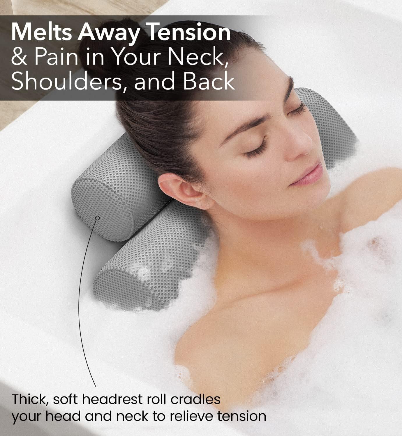 Everlasting Comfort Luxury Bath Pillow - Head, Neck, Back Support Cushion For Bathtub, Spa, Soaking