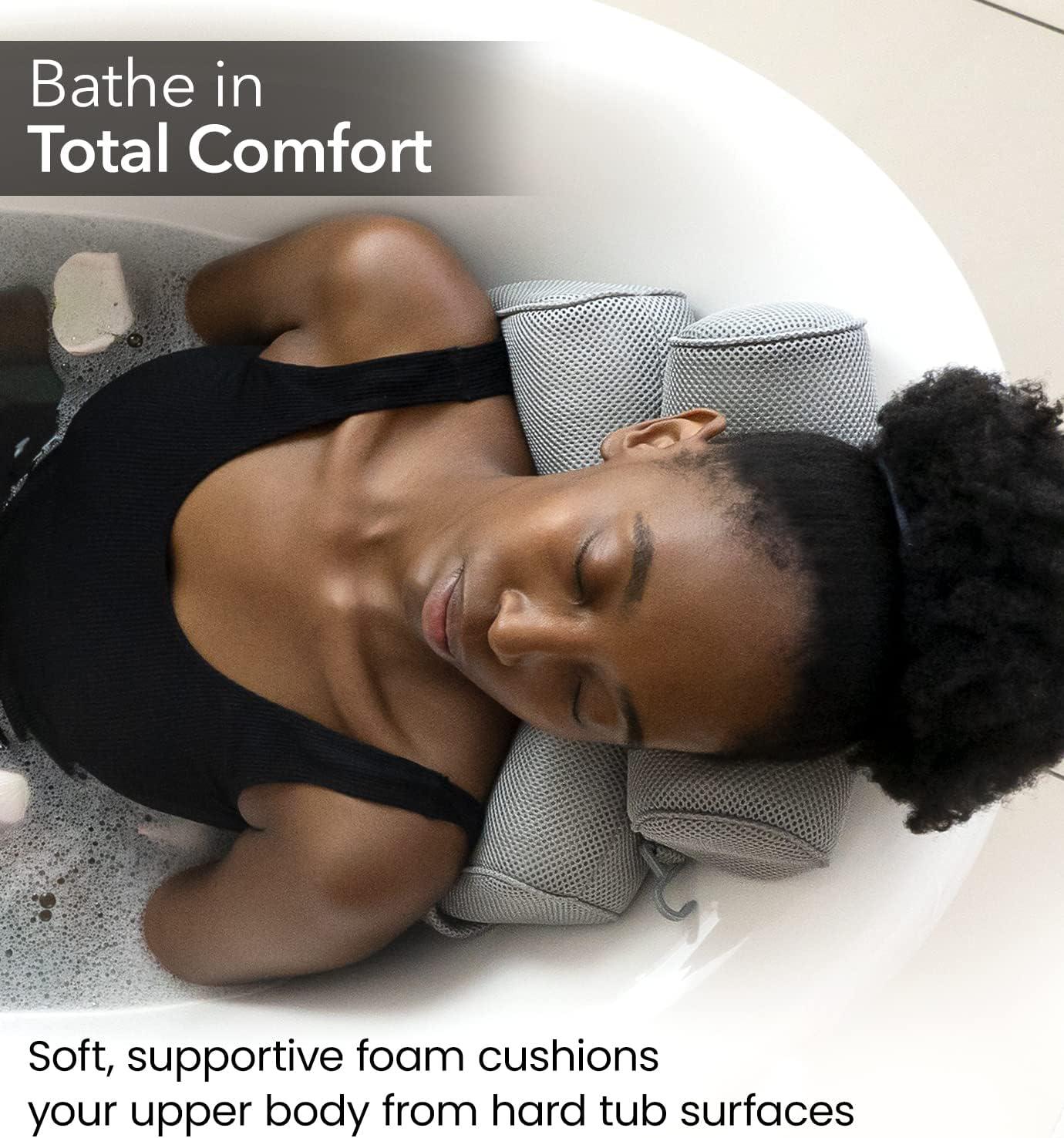 Everlasting Comfort Luxury Bath Pillow - Head, Neck, Back Support Cushion For Bathtub, Spa, Soaking