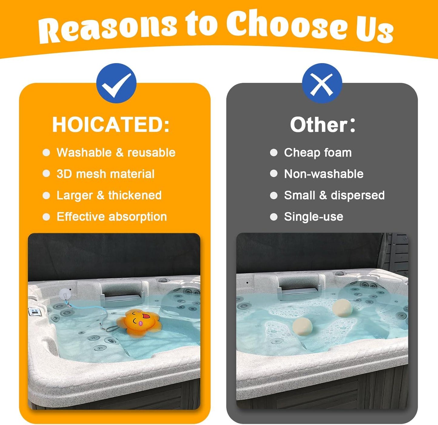 Hot Tub Scum Absorber Oil Absorbing Sponge For Pools, Inflatable Hot Tub Pool Sponge Hot Tub Accessories Reusable Washable Large Size 1 Pack