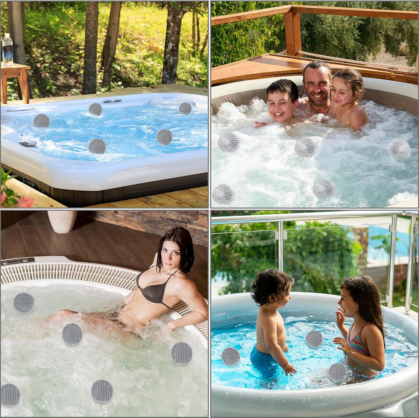 JULMELON Hot Tub Scum Absorber, 4 Pack Spa And Pool Scum Eliminating Balls Reusable Hot Tub Oil Absorbing Sponge Washable Scum Floating Filter To Keep Water Clear For Pool Bath Hot Tub Accessories(Gray)