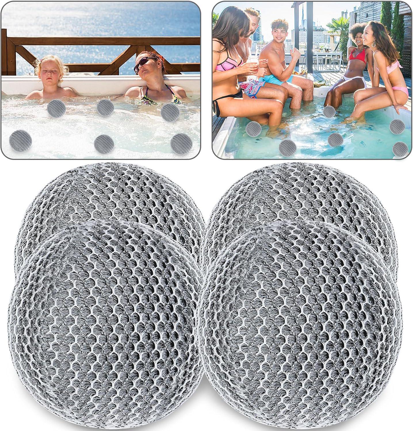 JULMELON Hot Tub Scum Absorber, 4 Pack Spa And Pool Scum Eliminating Balls Reusable Hot Tub Oil Absorbing Sponge Washable Scum Floating Filter To Keep Water Clear For Pool Bath Hot Tub Accessories(Gray)