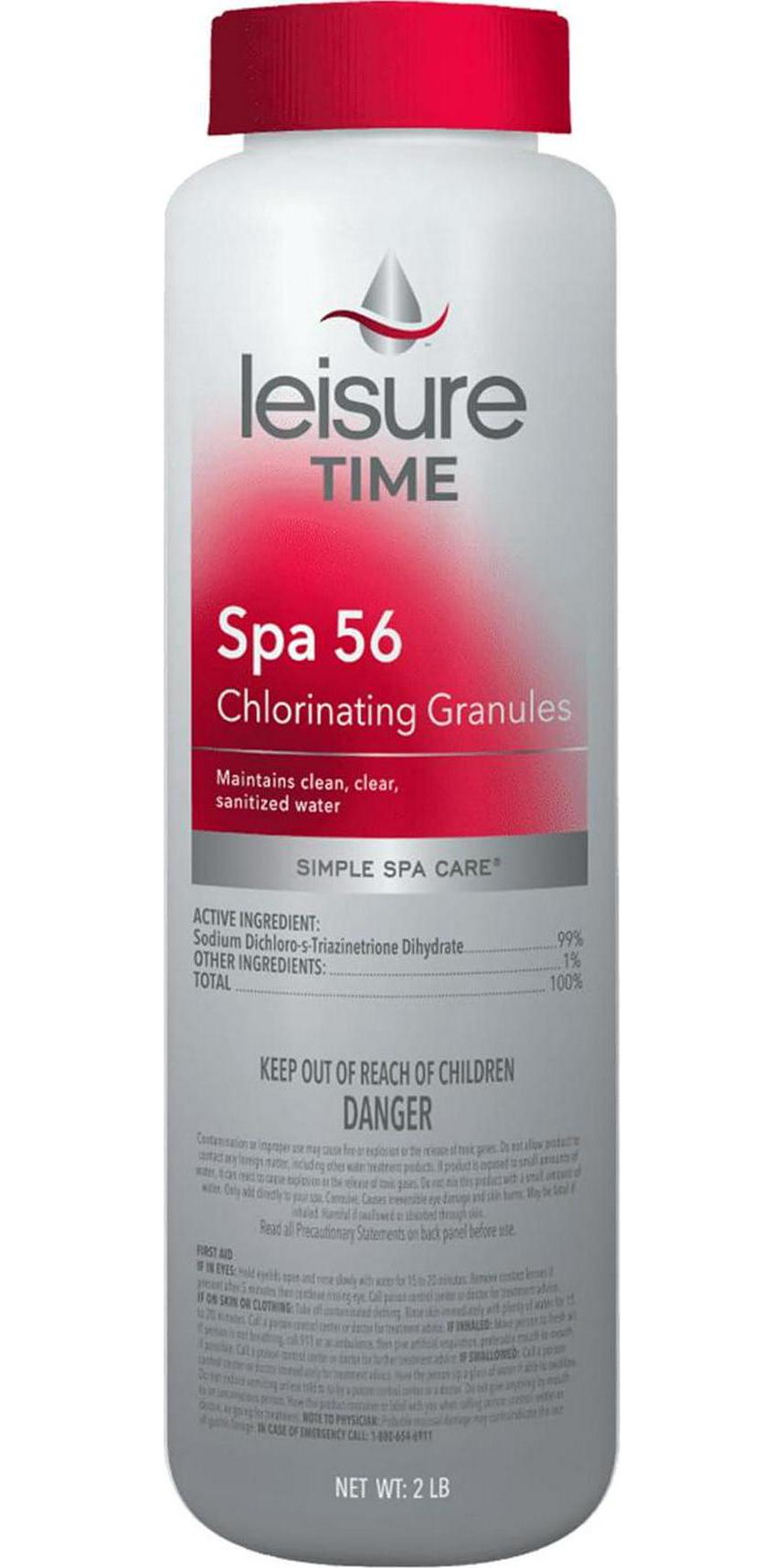 LEISURE TIME 22337A Spa 56 Chlorinating Granules For Hot Tubs, 2 Lbs, Gray