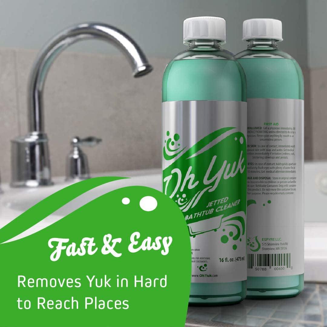 Oh Yuk Jetted Bathtub Cleaner For Jet Tubs, Whirlpools, The Most Effective Jetted Tub Cleaner, Septic Safe | Two 16 Ounce Bottles!