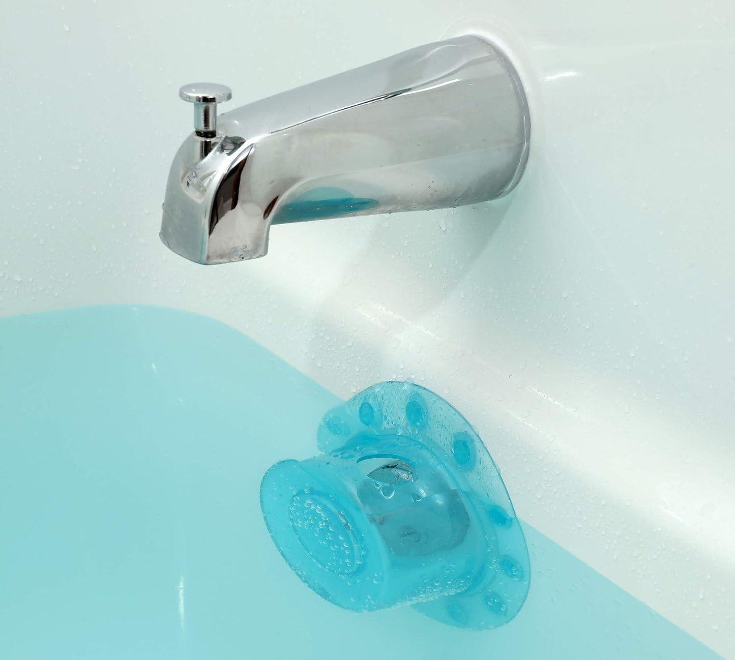 SlipX Solutions Bottomless Bath | Overflow Drain Cover For Tub | Best Gifts For Mom, Spa And Bath Accessories | Drain Block, Water Stopper Plug | Bath Essentials For Women | 4 Diameter, Aqua