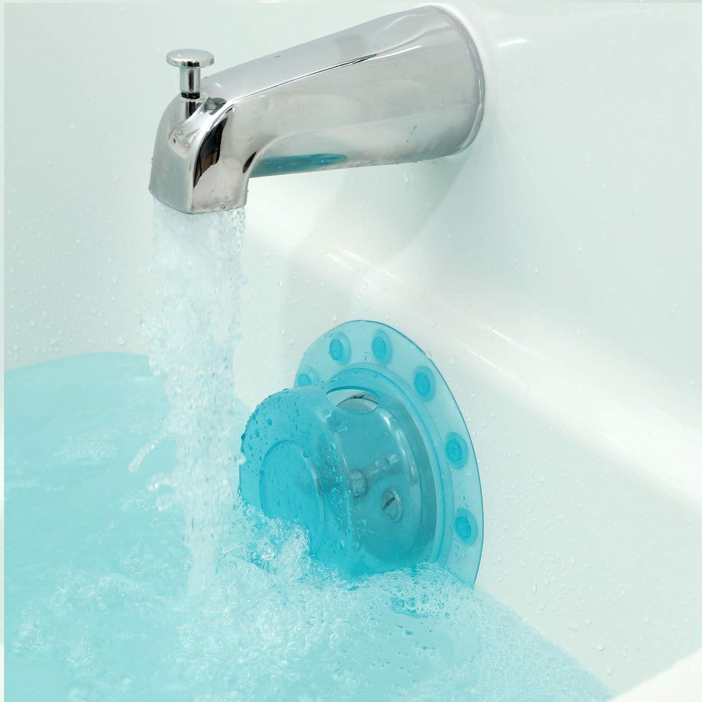 SlipX Solutions Bottomless Bath | Overflow Drain Cover For Tub | Best Gifts For Mom, Spa And Bath Accessories | Drain Block, Water Stopper Plug | Bath Essentials For Women | 4 Diameter, Aqua