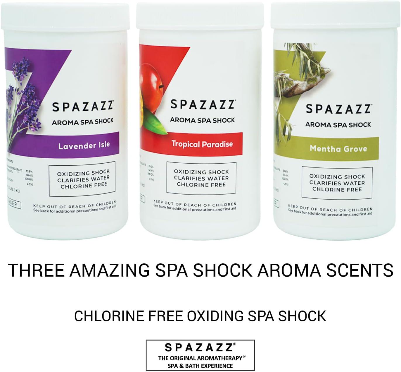Spazazz Aroma Scented Non Chlorine Spa Shock For Hot Tubs Chlorine Free Oxidizer Treatment. Water Clarifier With Potassium Monopersulfate - Professional Grade- Lavender Isle 2.2lb