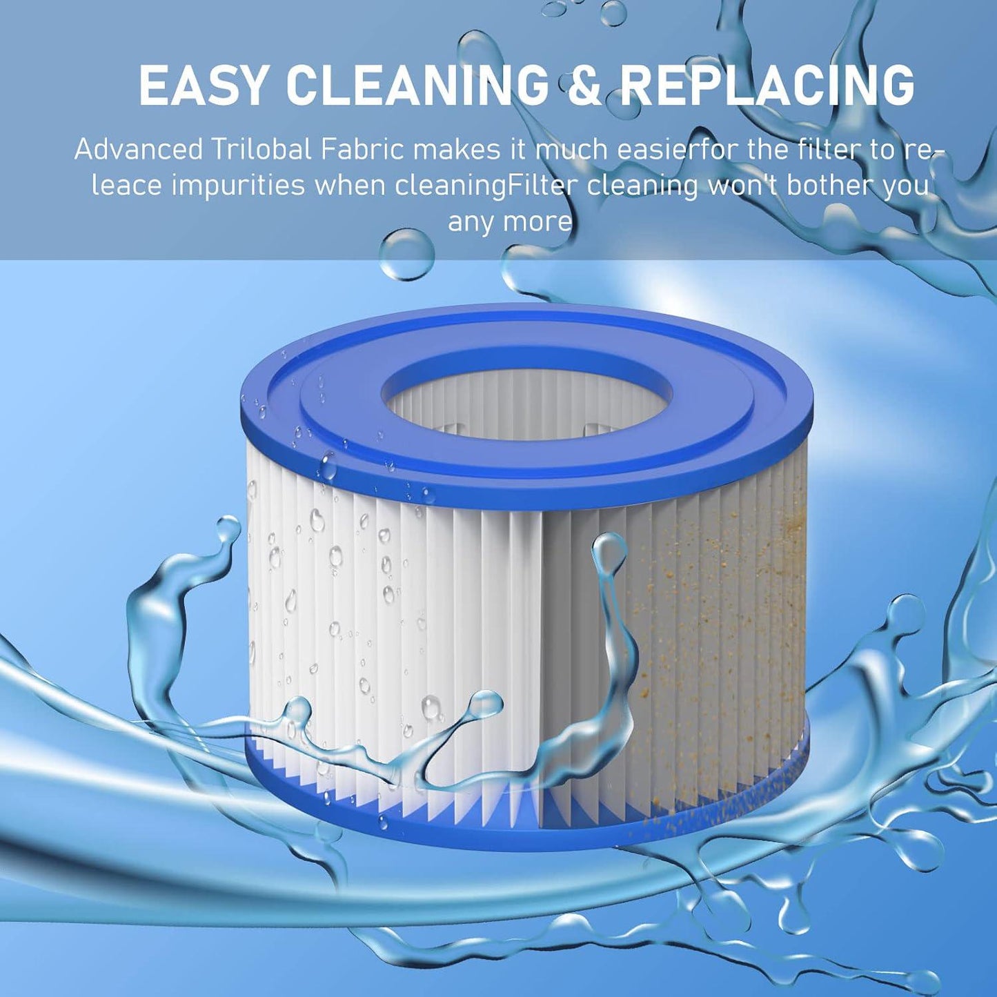 Type VI Hot Tub Filter Cartridge Compatible With Lay-Z-Spa, Coleman SaluSpa 90352E, 58323E, 58323 Swimming Pool Pump (16 Pack)