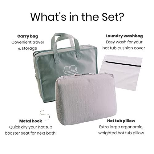 Weighted Hot Tub Booster Seat For Adults Giftable Set + Accessories; 15x13 Non-Slip Quick Dry Hot Tub Seats With Study Handles And Washable Mesh Cover; Bonus Gift Bag, Laundry Net, Metal Hook