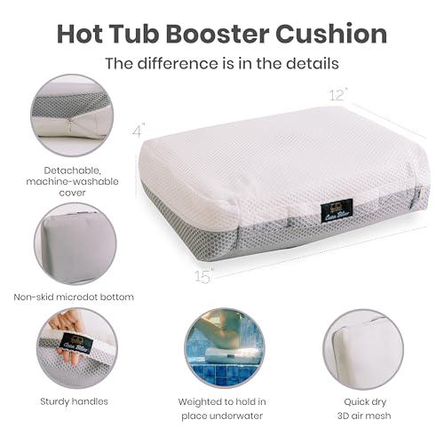 Weighted Hot Tub Booster Seat For Adults Giftable Set + Accessories; 15x13 Non-Slip Quick Dry Hot Tub Seats With Study Handles And Washable Mesh Cover; Bonus Gift Bag, Laundry Net, Metal Hook