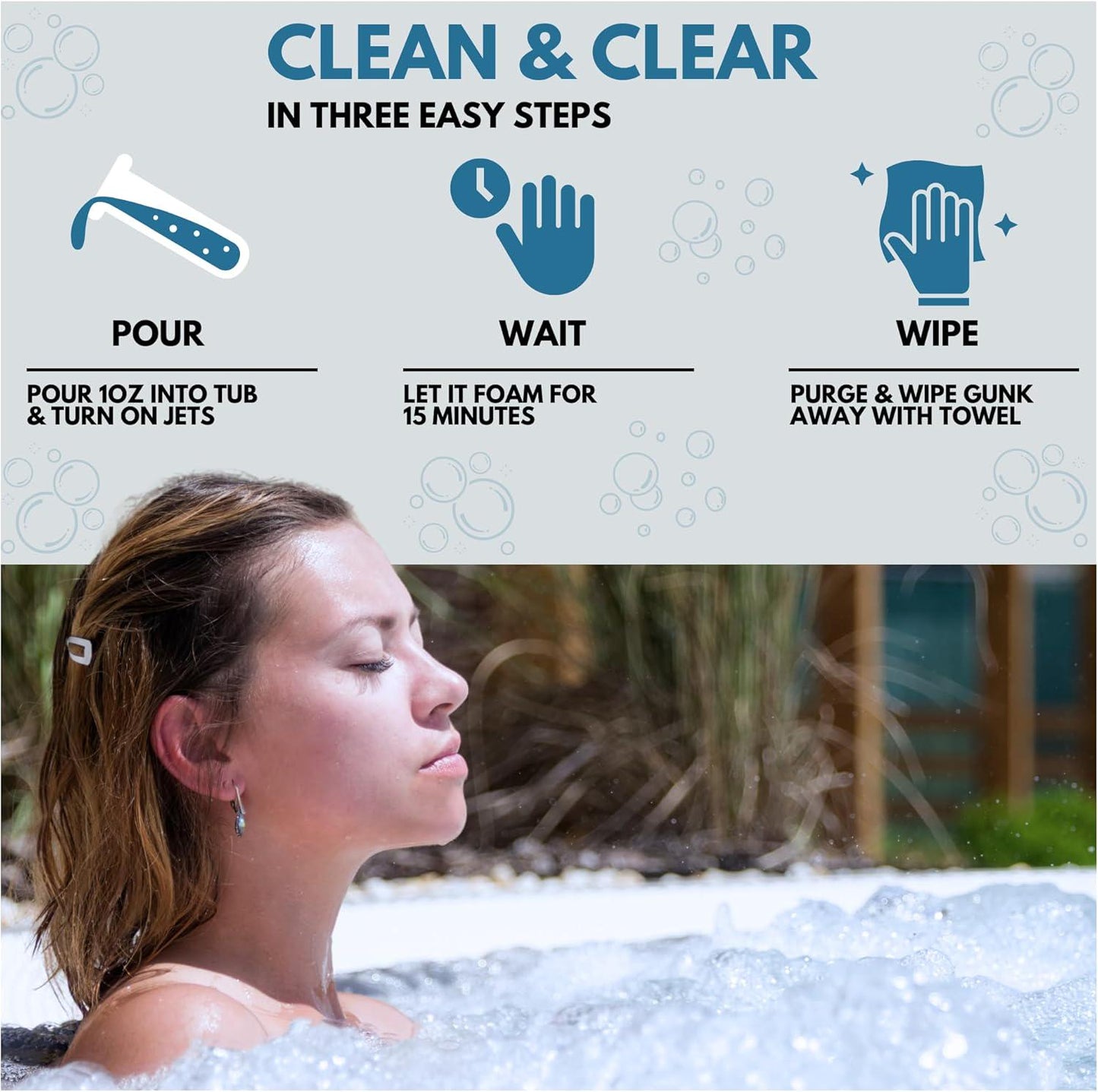 AhhSome Jetted Tub And Hot Tub Cleaner, Powerful Spa Bath Cleaning Solution For Jacuzzis And Whirlpools,16 Oz (8 Treatments), Professional Grade Septic Safe Solution For Hot Tubs, Made In USA