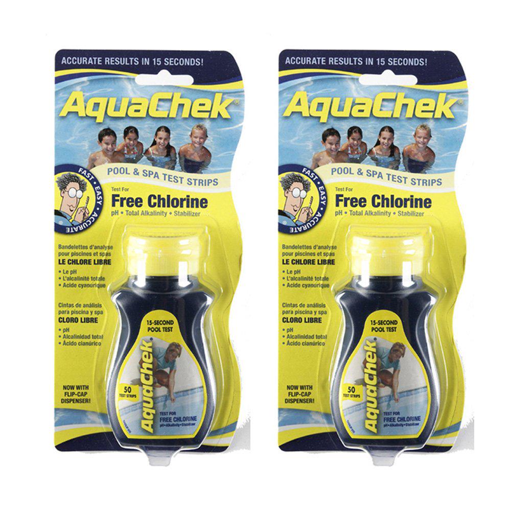 AquaChek 511244-02 Yellow Free Chlorine Test Strips For Swimming Pools, 50-Count, 2-Pack