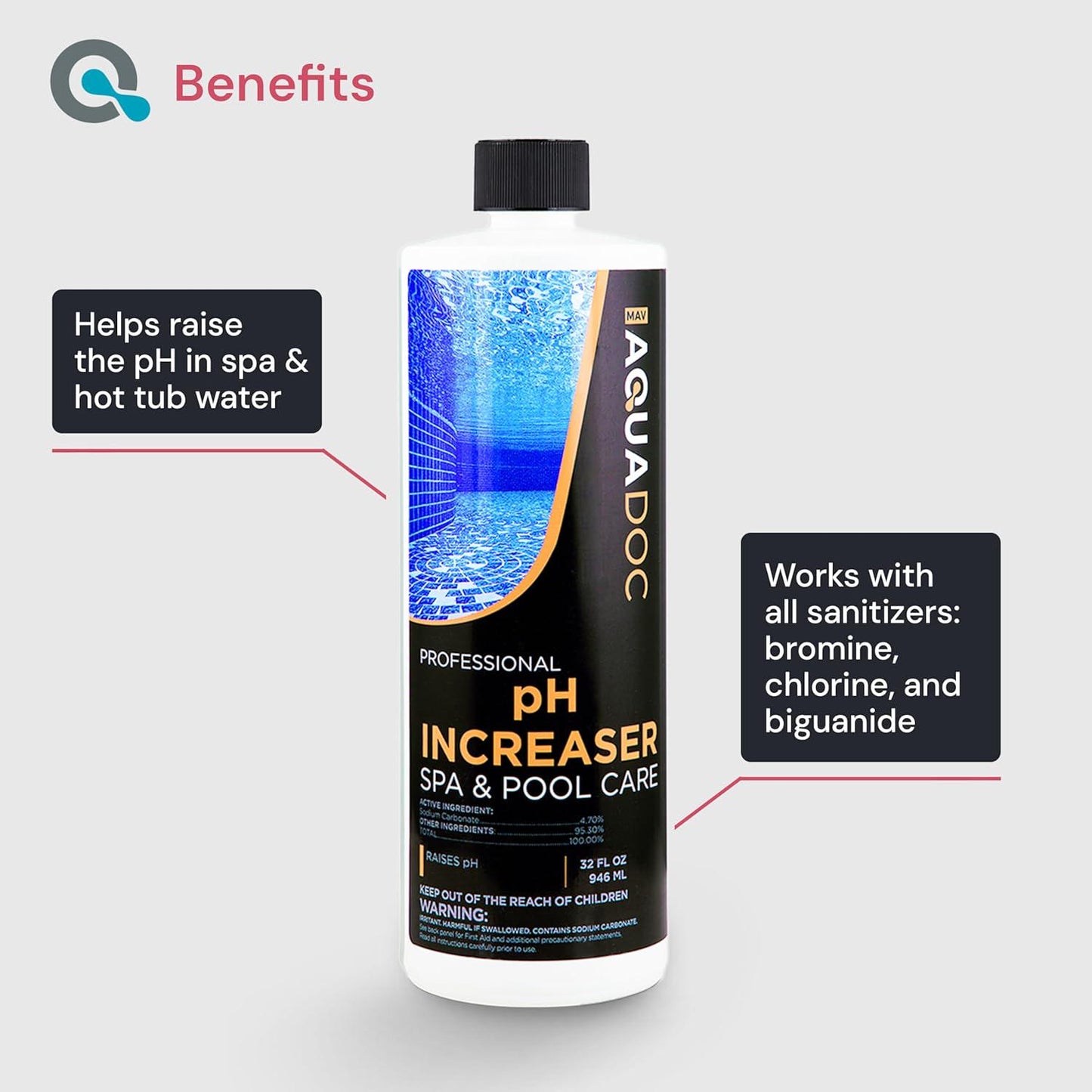 AquaDoc PH Increaser And Decreaser For Hot Tub - PH Up And Down For Hot Tub Spa PH Balancer - Adjust PH Levels For Indoor And Outdoor Hot Tub Maintenance