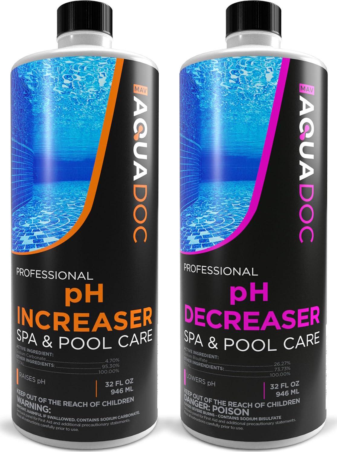 AquaDoc PH Increaser And Decreaser For Hot Tub - PH Up And Down For Hot Tub Spa PH Balancer - Adjust PH Levels For Indoor And Outdoor Hot Tub Maintenance