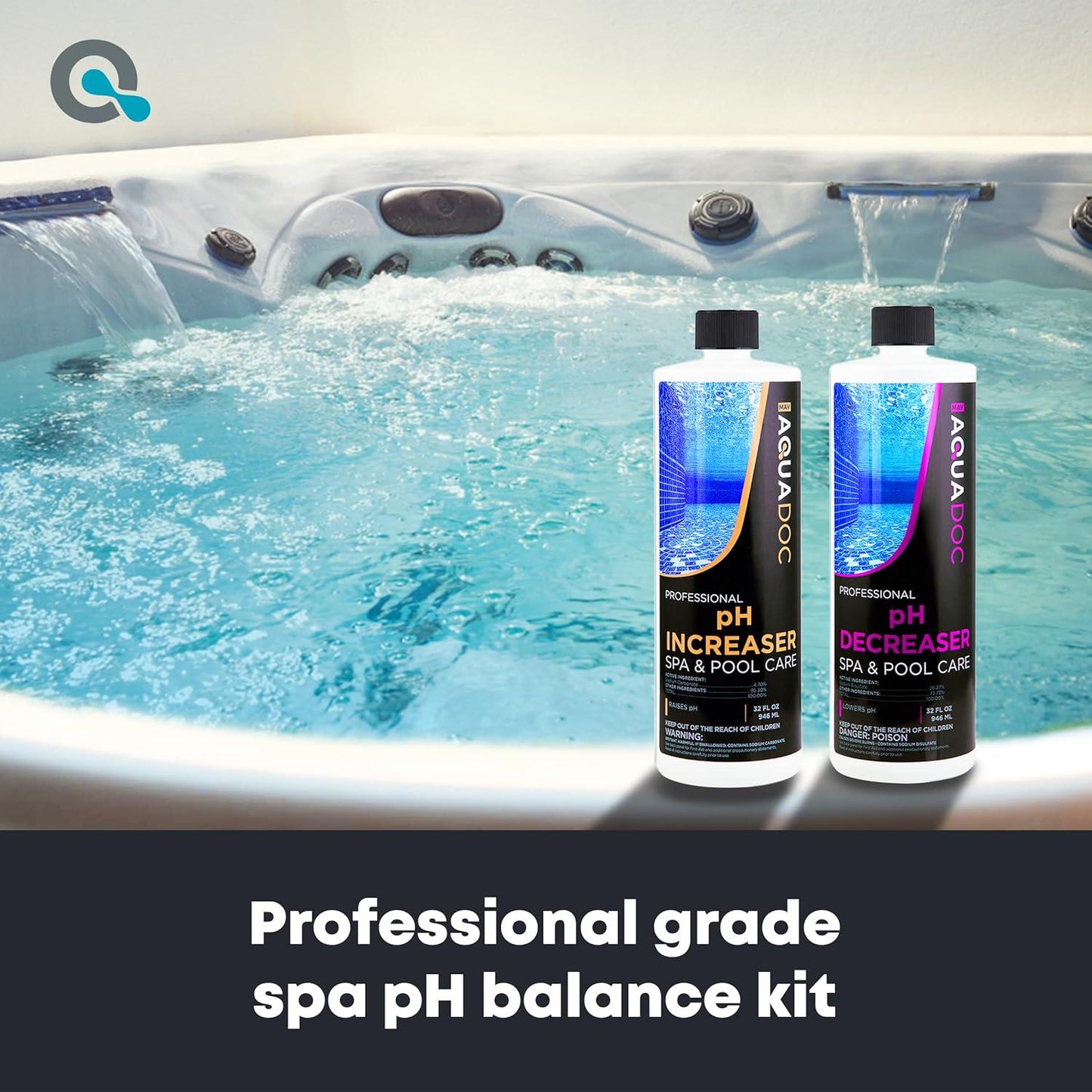 AquaDoc PH Increaser And Decreaser For Hot Tub - PH Up And Down For Hot Tub Spa PH Balancer - Adjust PH Levels For Indoor And Outdoor Hot Tub Maintenance