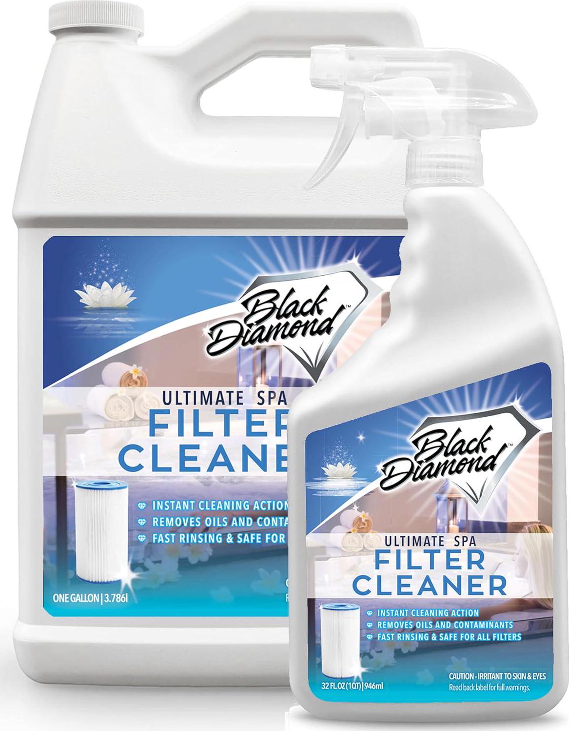 Black Diamond Stoneworks Ultimate Spa Filter Cleaner Fast-Acting Spray. Works Instantly On Hot Tub And Pool Filters Leaving Behind No Sticky Residue. Prolongs Filter Life And Pool Equipment. No Soaking