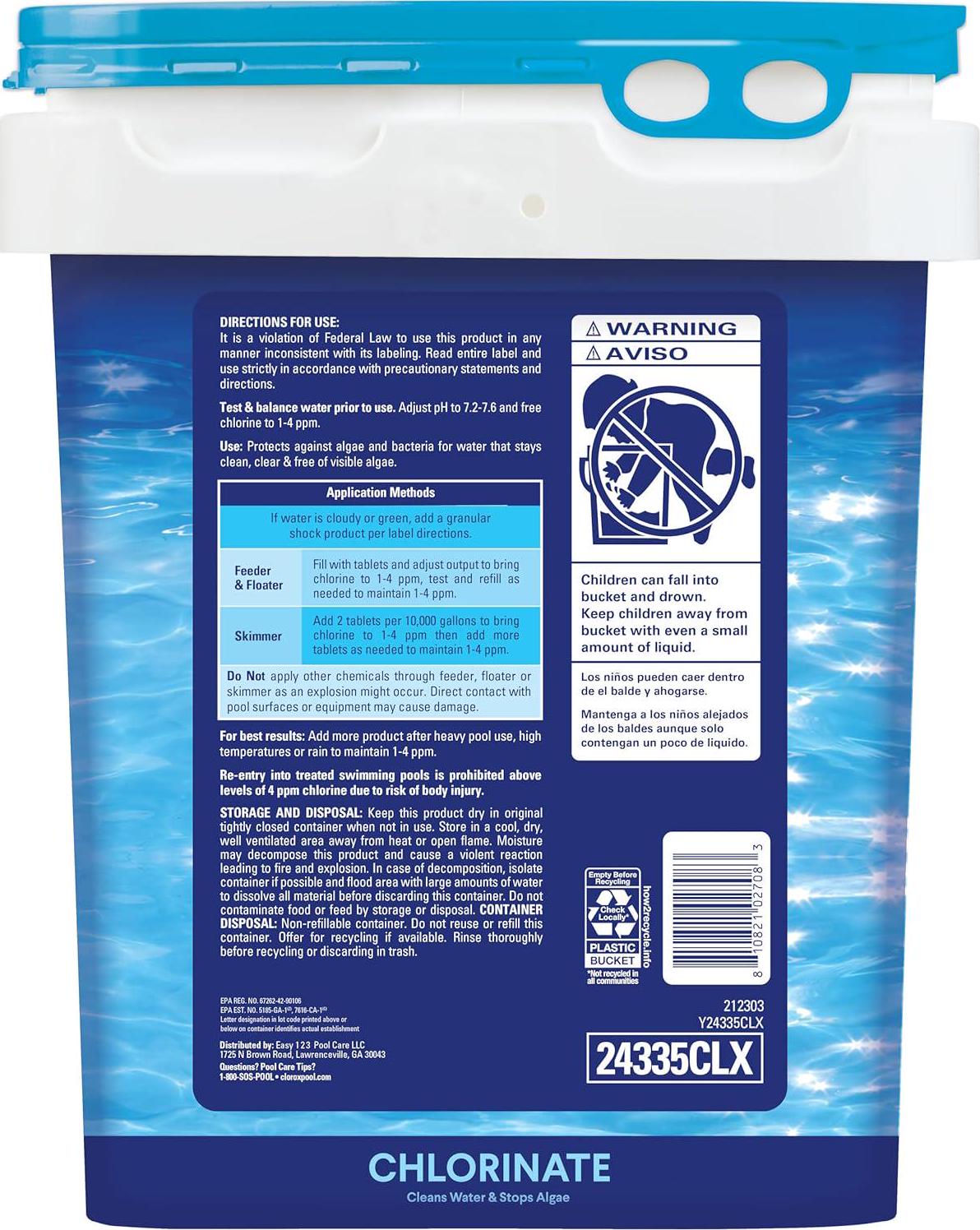 Clorox Pool&Spa XTRABLUE Plus 3 Chlorinating Tablets, Individually Wrapped, Kills Bacteria And Stops Algae (35 LB)