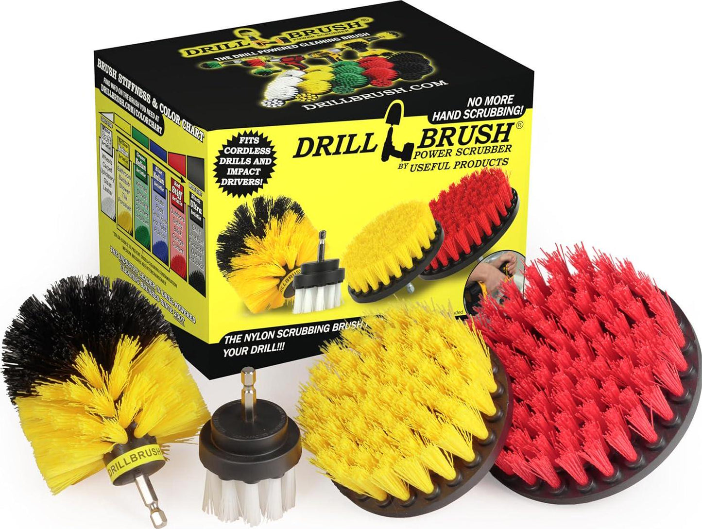 Drillbrush Drill Brush Scrub Brush - Drill Powered Cleaning Attachments - Time Saving Cleaning Kit For Tile And Grout - Cordless Power Scrubber Set - Automotive Detailing Brushes For Vehicle Interior