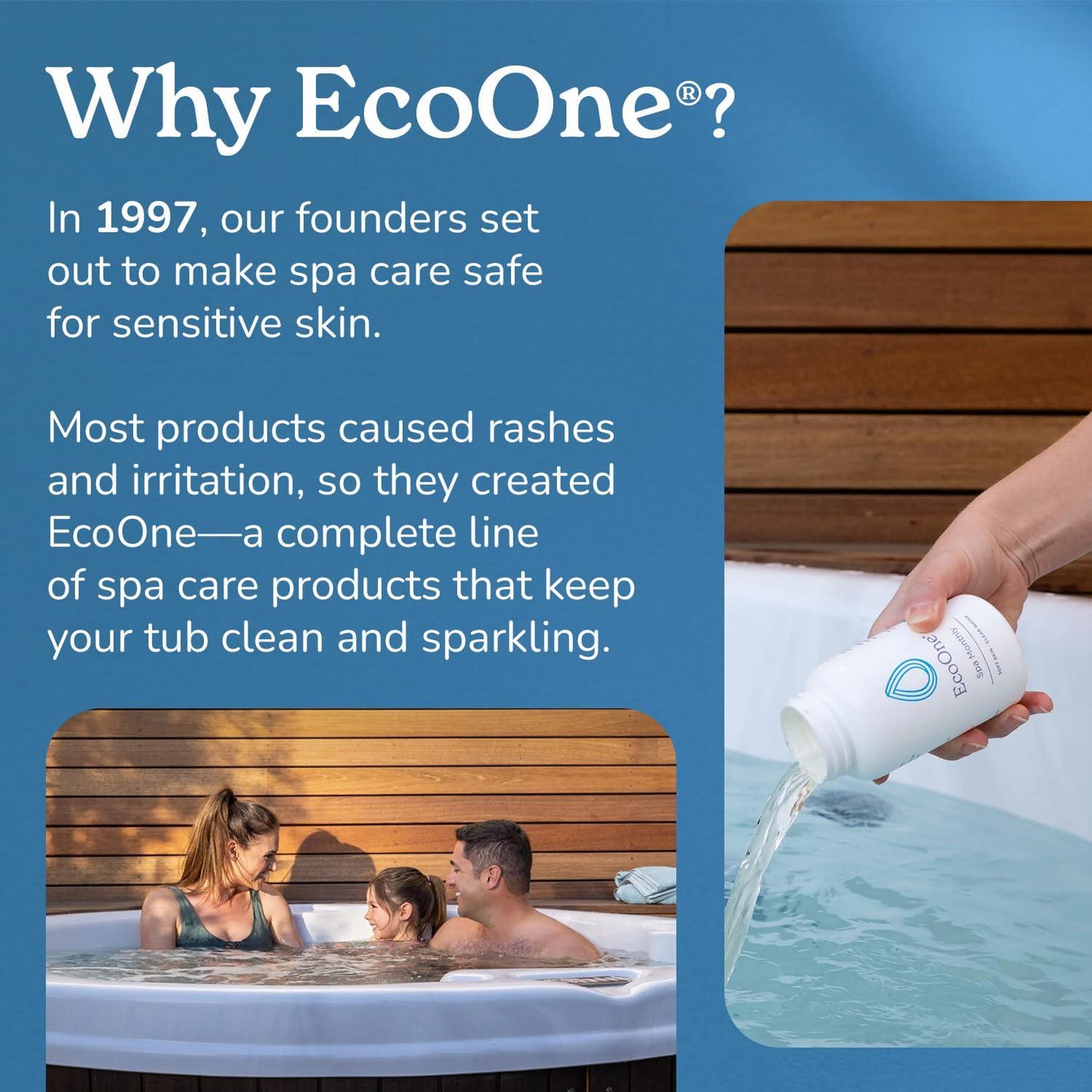 EcoOne Spa Monthly | Gentle All-Natural Spa Treatment | Conditioning Hot Tub, Pool, And Spa Cleaner | Above, In-Ground, Or Inflatable Hot Tub Cleaner Stabilizes PH And Alkalinity, 8 Oz, (6-Pack)