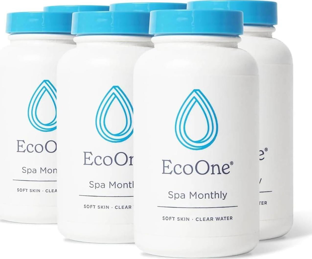 EcoOne Spa Monthly | Gentle All-Natural Spa Treatment | Conditioning Hot Tub, Pool, And Spa Cleaner | Above, In-Ground, Or Inflatable Hot Tub Cleaner Stabilizes PH And Alkalinity, 8 Oz, (6-Pack)