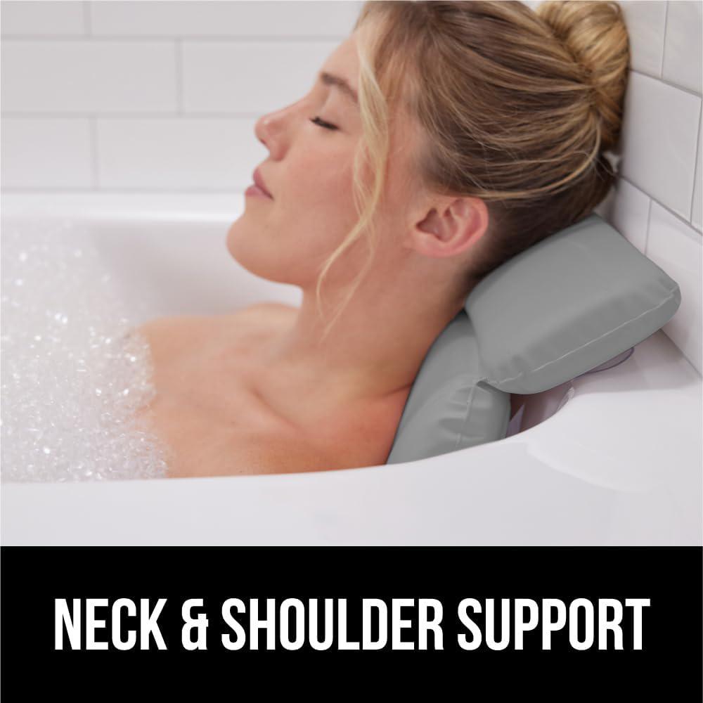 Gorilla Grip Bath Pillow For Tub, Improved Suction Cups, Luxury Bathtub Pillows, Headrest For Neck And Back Support, Relaxing Home Spa, Hot Tubs And Bathroom Essentials, Gifts For Women, 2 Panel Gray