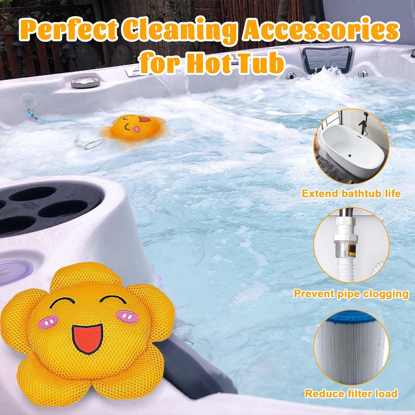 Hot Tub Scum Absorber Oil Absorbing Sponge For Pools, Inflatable Hot Tub Pool Sponge Hot Tub Accessories Reusable Washable Large Size 1 Pack