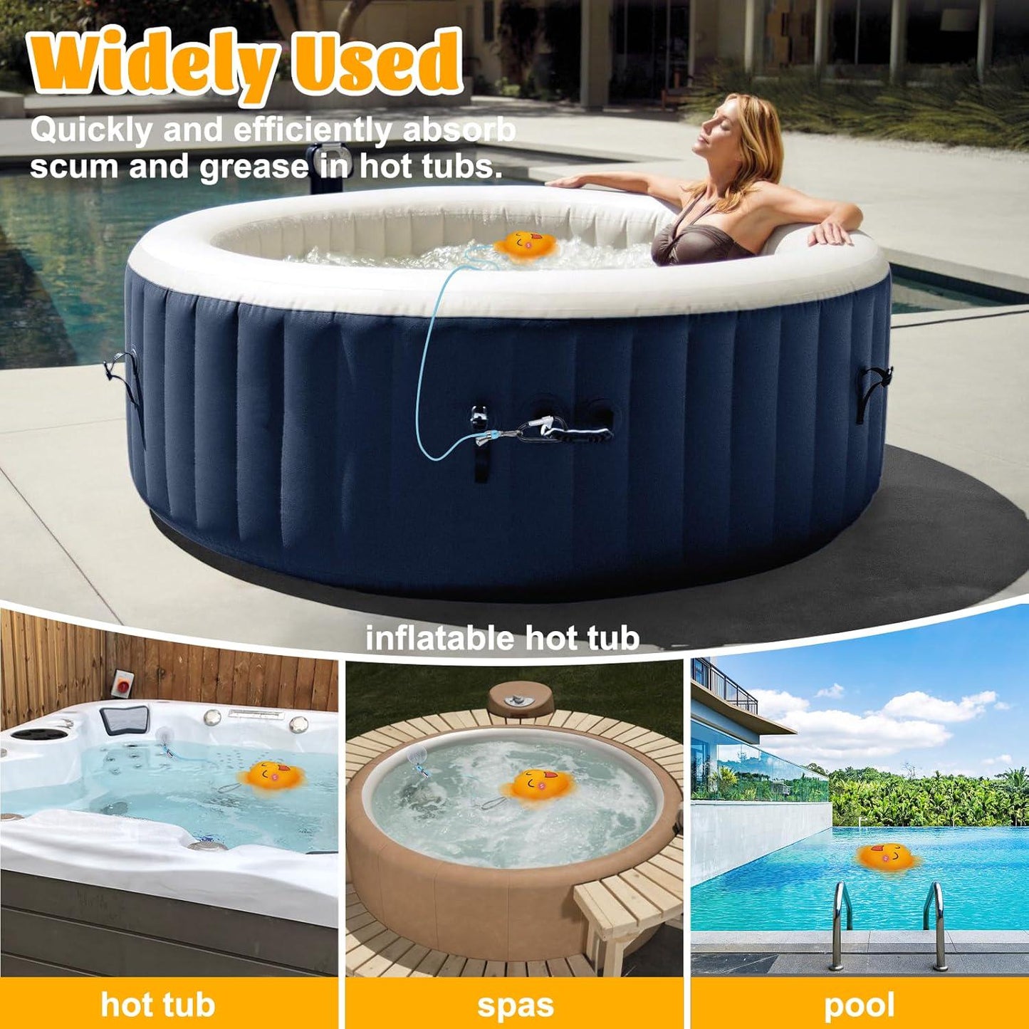 Hot Tub Scum Absorber Oil Absorbing Sponge For Pools, Inflatable Hot Tub Pool Sponge Hot Tub Accessories Reusable Washable Large Size 1 Pack