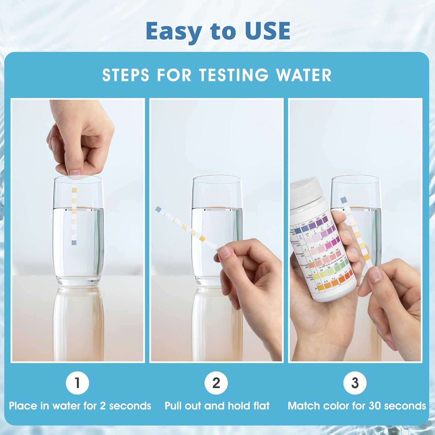 Liberty Gold Standard© Water Test Strips (121-Piece Kit) Testing For Pools And Spas, Hot Tubs - Test Chlorine, PH, Hard Water Hardness Test, Cyanuric Acid, Alkalinity, Bromine (Pool Spa Test Kit)