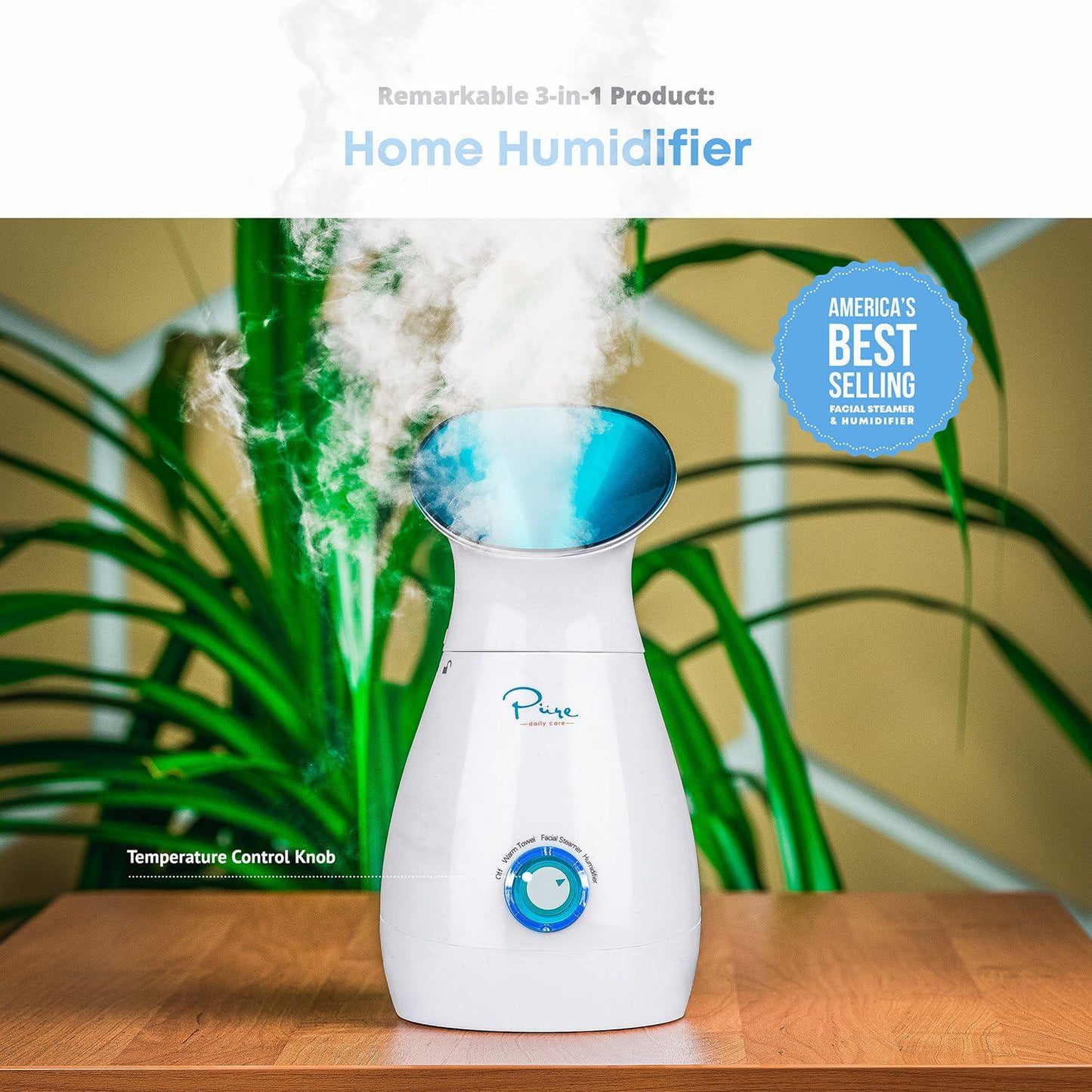 NanoSteamer Large 3-in-1 Nano Ionic Facial Steamer With Precise Temp Control - Humidifier - Unclogs Pores - Blackheads - Spa Quality - Bonus 5 Piece Stainless Steel Skin Kit (Teal)