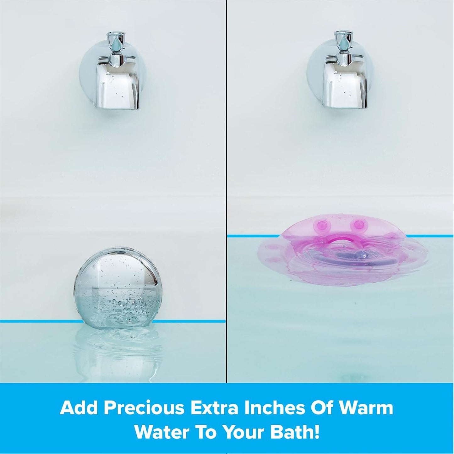 SlipX Solutions Bottomless Bath | Overflow Drain Cover For Tub | Best Gifts For Mom, Spa And Bath Accessories | Drain Block, Water Stopper Plug | Bath Essentials For Women | 4 Diameter, Pink