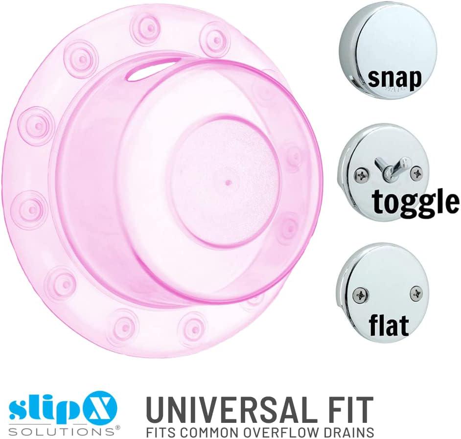 SlipX Solutions Bottomless Bath | Overflow Drain Cover For Tub | Best Gifts For Mom, Spa And Bath Accessories | Drain Block, Water Stopper Plug | Bath Essentials For Women | 4 Diameter, Pink