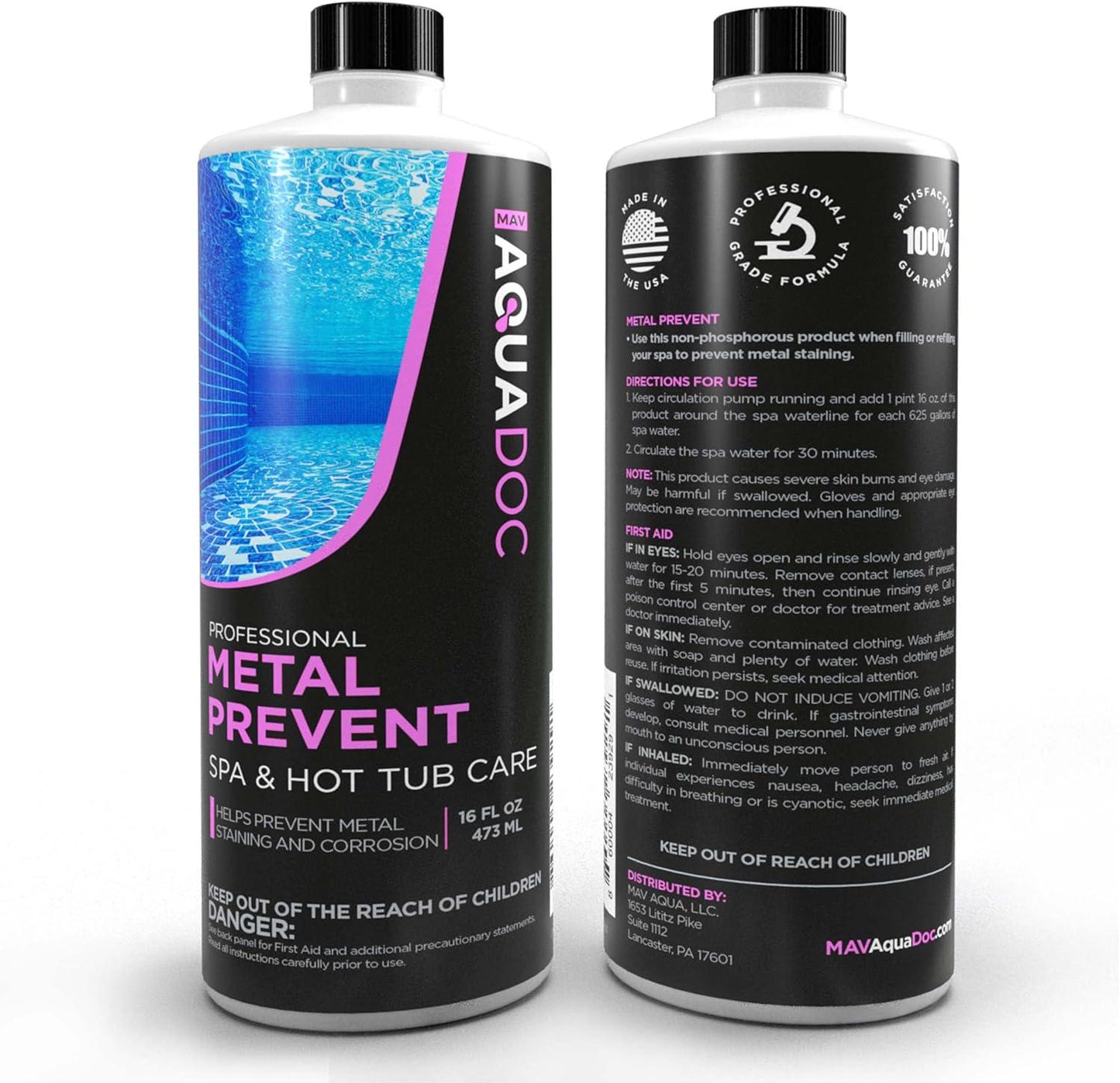 Spa Metal Control - Advanced Spa Metal And Stain Control And Spa Metal Prevent. Maximize Your Hot Tub Metal And Stain Control And Keep The Spa Metal Out Of Your Hot Tub - MAV AquaDoc 16oz