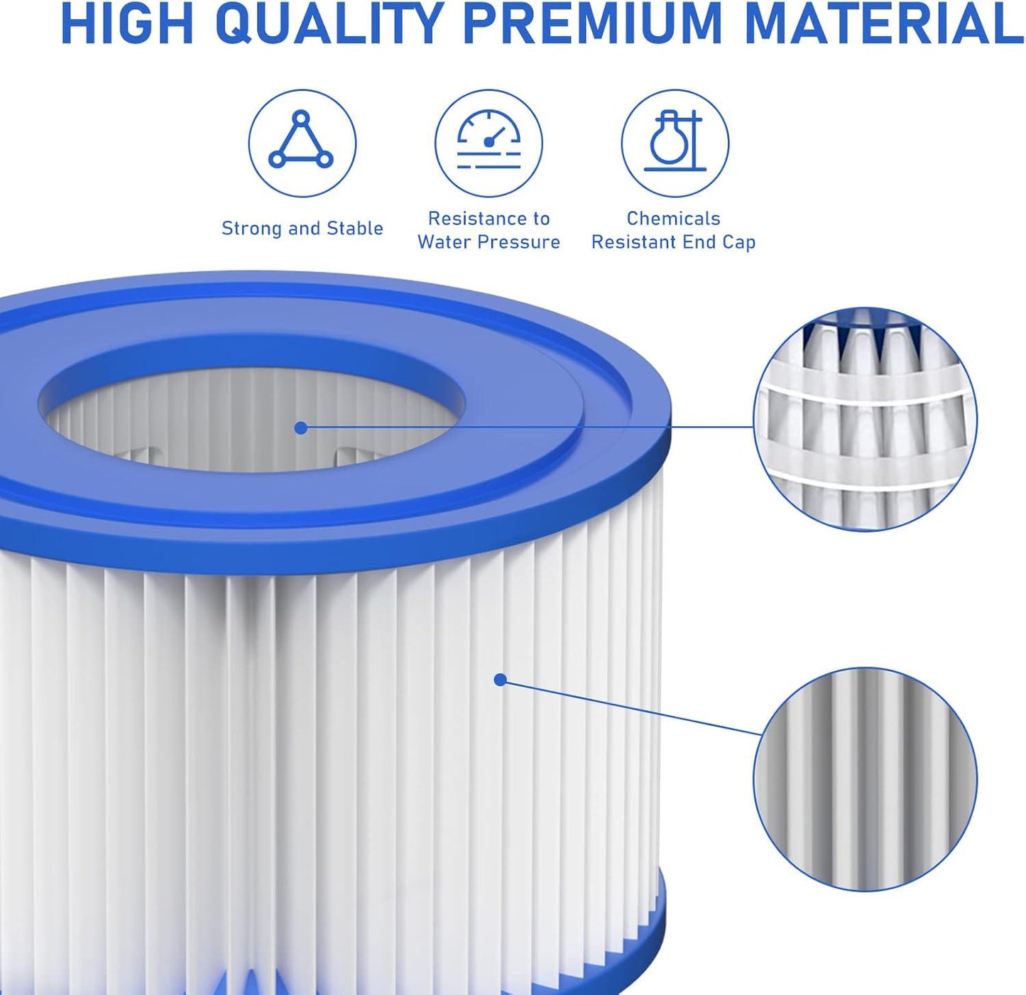 Type VI Hot Tub Filter Cartridge Compatible With Lay-Z-Spa, Coleman SaluSpa 90352E, 58323E, 58323 Swimming Pool Pump (16 Pack)